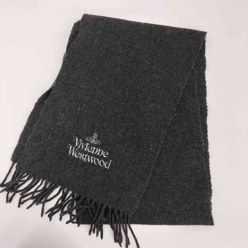 ヴィヴィアンウエストウッドアクセサリー Vivienne Westwood Accessories オーブ刺繍ロゴ フリンジマフラー レディース