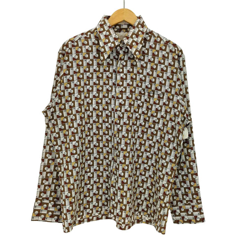 シアーズ Sears KINGS ROAD 70s ポリエステル 総柄 長袖シャツ メンズ import:L
