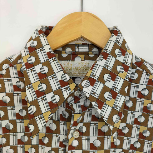 シアーズ Sears KINGS ROAD 70s ポリエステル 総柄 長袖シャツ メンズ import:L