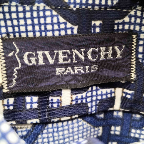 ジバンシィ GIVENCHY 70-80S 顔タグ デカ襟 総柄 L/S シャツ レディース 10
