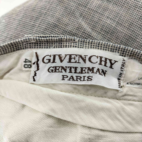 ジバンシィ GIVENCHY 70-80S 顔タグ イタリア製 1タック デザイン ベルトループ リネン スラックス パンツ メンズ 48