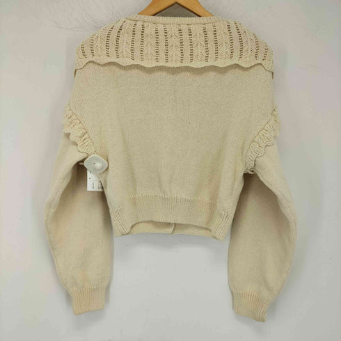 ザラ ZARA 刺繍入りフリル襟 ショート丈カーディガン レディース import:M