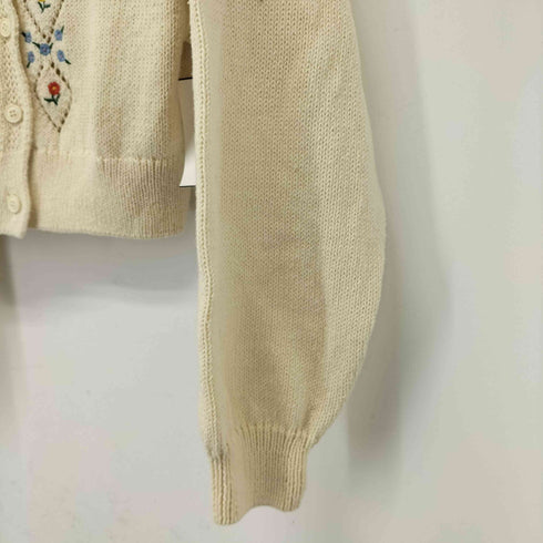 ザラ ZARA 刺繍入りフリル襟 ショート丈カーディガン レディース import:M