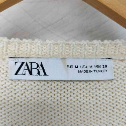 ザラ ZARA 刺繍入りフリル襟 ショート丈カーディガン レディース import:M
