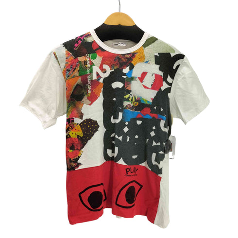コムデギャルソン COMME des GARCONS AD2016 16SS プリント加工 CDG PLAY ロゴ マルチ 総柄 Tシャツ メンズ JPN:L