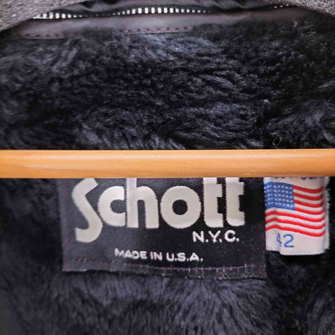 ショット Schott MADE IN USA ファーライナー付き シングルライダースジャケット メンズ 42