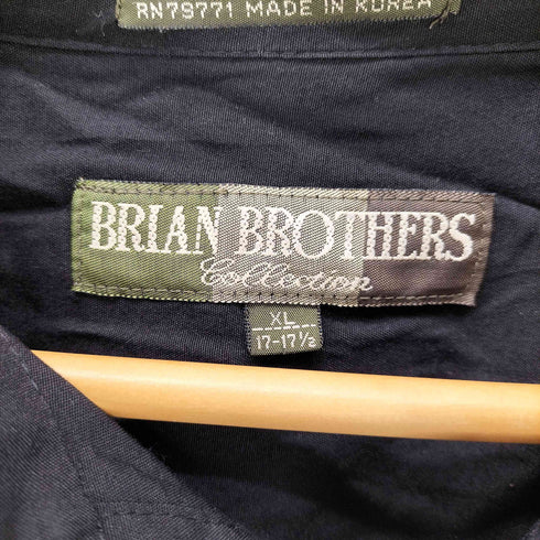 BRIAN BROTHERS SINGLE NEEDLE TAILORINS 65/35 レーヨン ポリ コイン ボタン 刺繍 バンドカラー L/S シャツ メンズ import:XL