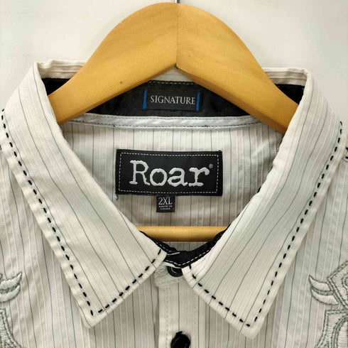 ロアー roar Enough Excuses GET IT DONE SIGNATURE 刺繍 ストレッチ L/S ストライプ シャツ ビッグサイズ メンズ 2XL