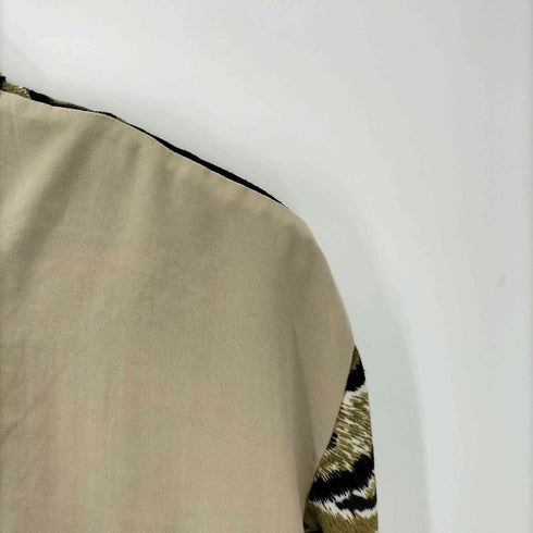 Christian Laurent タイガー柄 切替 マオカラー 比翼ボタン L/S シャツ メンズ import:XL