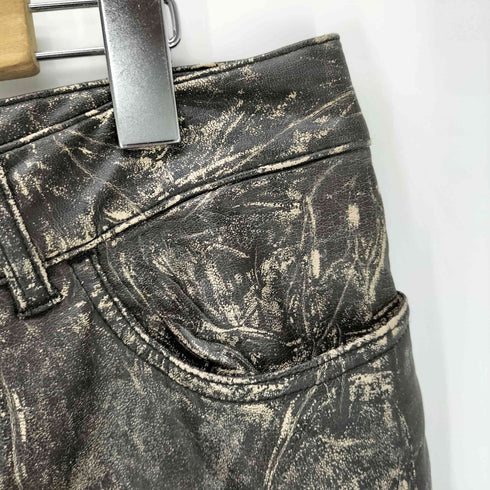 ヒューゴボス HUGO BOSS 総柄 コットン ポリウレタン コーティング ボタンフライ ストレート パンツ メンズ 48