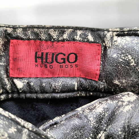 ヒューゴボス HUGO BOSS 総柄 コットン ポリウレタン コーティング ボタンフライ ストレート パンツ メンズ 48