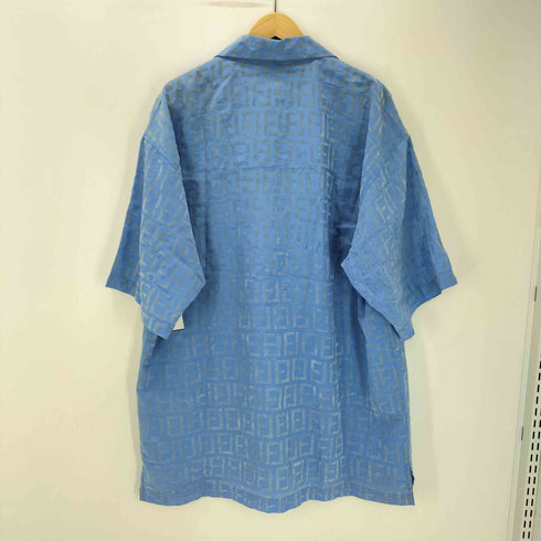 SYNERGY FJ フロッキー モノグラム 総柄 開襟 オープンカラー S/S シャツ メンズ import:XL