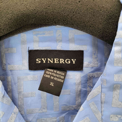 SYNERGY FJ フロッキー モノグラム 総柄 開襟 オープンカラー S/S シャツ メンズ import:XL