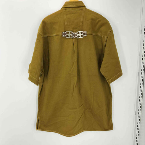 U-Jeans ロゴ プレート デザイン ベルト 装飾 コットン ツイル S/S シャツ メンズ import:M