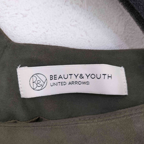 ビューティーアンドユースユナイテッドアローズ BEAUTY & YOUTH UNITED ARROWS フェイクスウェードコンビ Vネックワンピース レディース