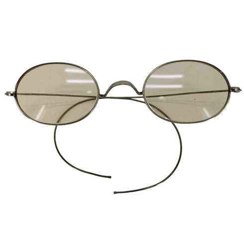 American Optical 1910s-1920s SILVER METAL SADDLE BRIDGE CLASSIC OVAL ROUND メンズ