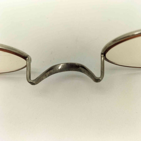 American Optical 1910s-1920s SILVER METAL SADDLE BRIDGE CLASSIC OVAL ROUND メンズ