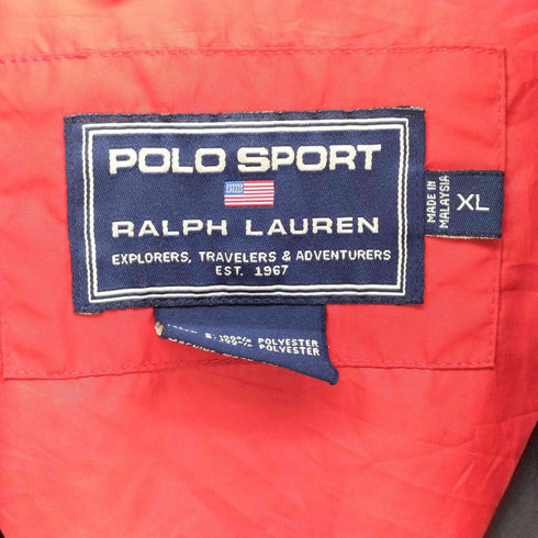 ポロスポーツラルフローレン POLO SPORT RALPH LAUREN 90s 裾ロゴ プリント スタンドカラー バイカラー ジップアップ ジャケット メンズ import:XL
