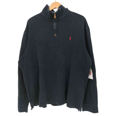 ポロバイラルフローレン Polo by RALPH LAUREN 90s ポニー刺繍 ハーフジップ コットンニット プルオーバー メンズ import:XXL