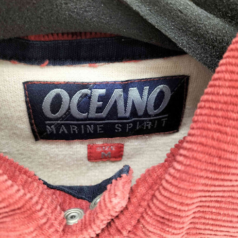 OCEANO MARINE SPIRIT イタリア製 ハーフジップ コーデュロイ切替 ストライプポロシャツ メンズ import:M