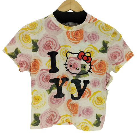 OPEN YY キャラクタープリント花柄S/SクロップドTシャツ レディース JPN:3