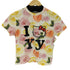 OPEN YY キャラクタープリント花柄S/SクロップドTシャツ レディース JPN:3