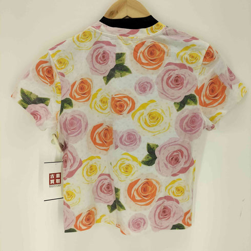 OPEN YY キャラクタープリント花柄S/SクロップドTシャツ レディース JPN:3