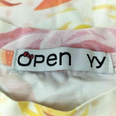 OPEN YY キャラクタープリント花柄S/SクロップドTシャツ レディース JPN:3