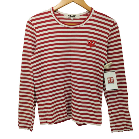 プレイコムデギャルソン PLAY COMME des GARCONS ワンポイントボーダーL/S Tシャツ レディース JPN:M