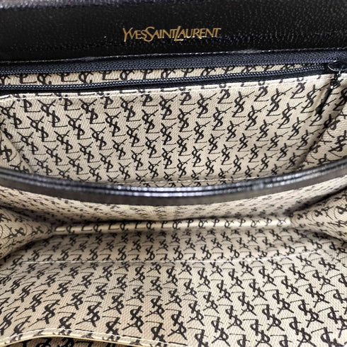 イヴサンローラン Yves Saint Laurent イントレチャート 型押しレザーショルダーバッグ vintage レディース