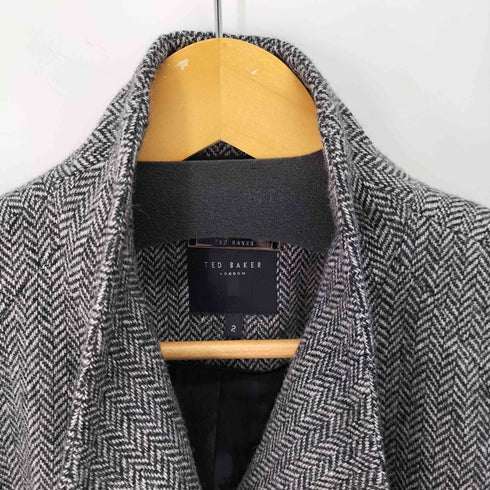 テッドベーカー TED BAKER Herringbone Wool Wrap Coat ヘリンボーン ウール100 ラップコート レディース 2