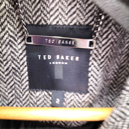テッドベーカー TED BAKER Herringbone Wool Wrap Coat ヘリンボーン ウール100 ラップコート レディース 2