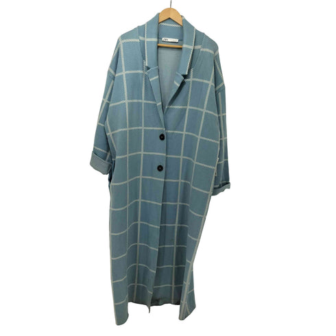 ザラ ZARA チェック柄ロングチェスターコート レディース import:L