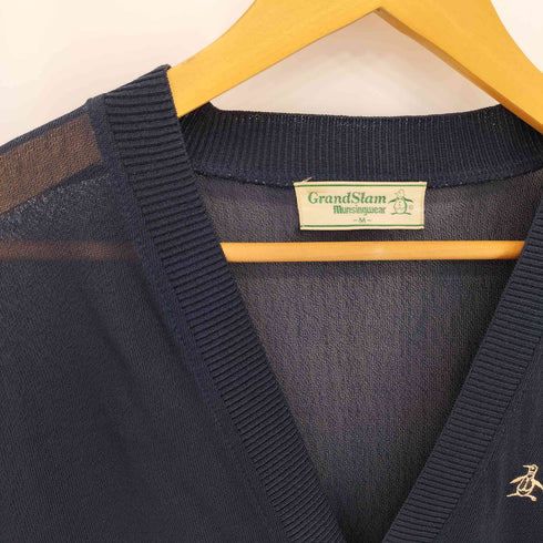 マンシングウェア GRANDSLAM MUNSINGWEAR 90s ワンポイントロゴ刺繍 アクリルニット カーディガン レディース M