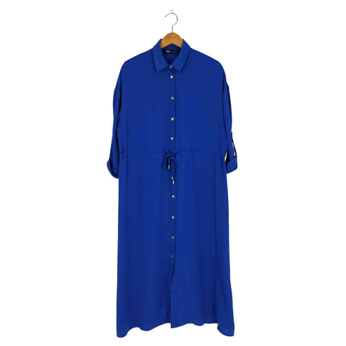 ザラ ZARA ギャザー サテン シャツワンピース レディース import:S