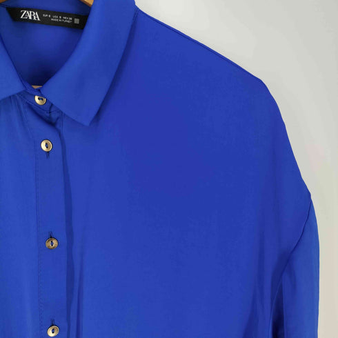 ザラ ZARA ギャザー サテン シャツワンピース レディース import:S