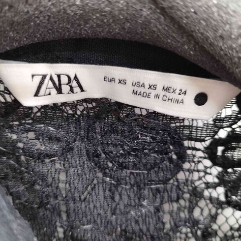 ザラ ZARA ブラックエンブロイダリー ロングライン シャツ レディース import:XS
