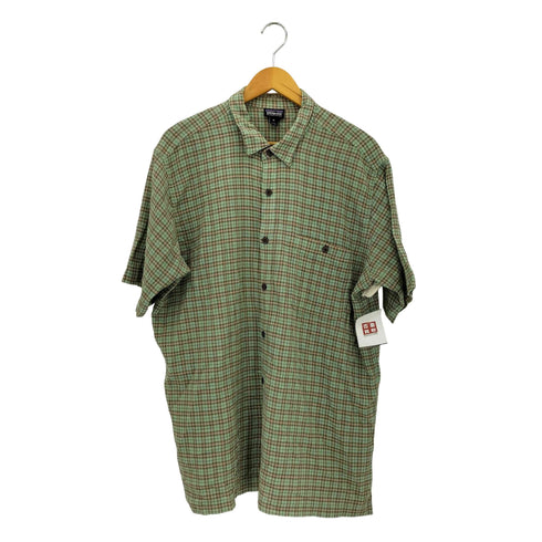 パタゴニア patagonia ORGANIC COTTON チェック柄 楊柳クレープ半袖シャツ メンズ import:XL