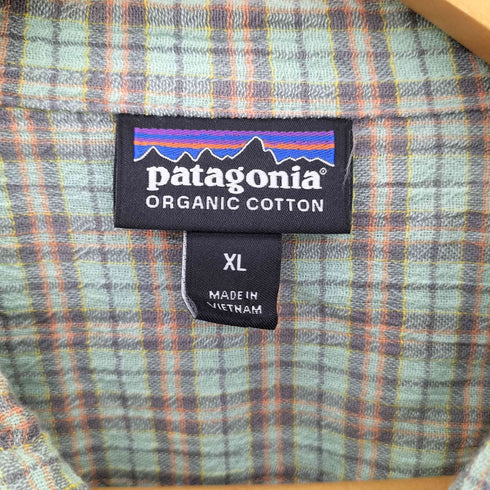 パタゴニア patagonia ORGANIC COTTON チェック柄 楊柳クレープ半袖シャツ メンズ import:XL