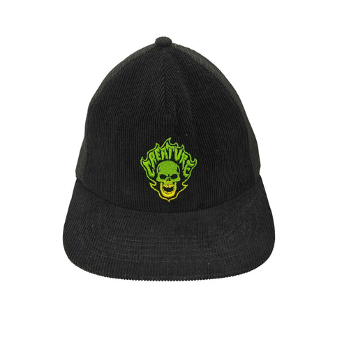CREATURE SKATEBOARDS BONEHEAD FLAME刺繍 コーデュロイ 5パネルトラッカーキャップ メンズ FREE