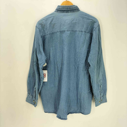 EXPRESS MARK 90S バングラデシュ製 医療機関 企業ロゴ シャンブレー デニム L/S BDシャツ メンズ import:L