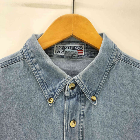 EXPRESS MARK 90S バングラデシュ製 医療機関 企業ロゴ シャンブレー デニム L/S BDシャツ メンズ import:L
