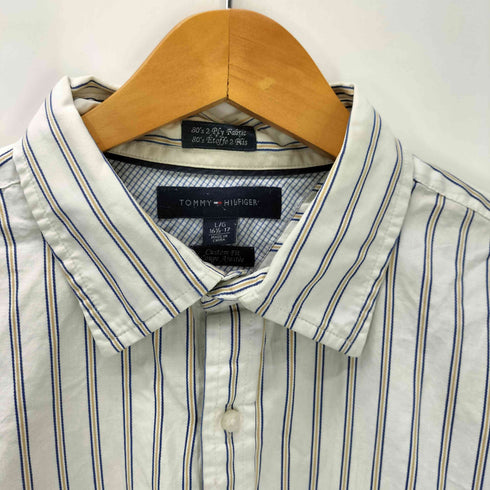 トミーヒルフィガー TOMMY HILFIGER 80s 2Ply Fablic Custom Fit カスタム フィット レギュラーカラー ストライプ 長袖 シャツ メンズ import:L