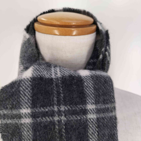 HIGHLAMD TWEEDS イギリス製 チェック柄 フリンジ ウール マフラー レディース