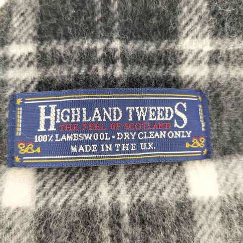 HIGHLAMD TWEEDS イギリス製 チェック柄 フリンジ ウール マフラー レディース