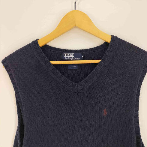 ポロバイラルフローレン Polo by RALPH LAUREN 90S ポニー刺繍 リブ編み コットンベスト メンズ import:M