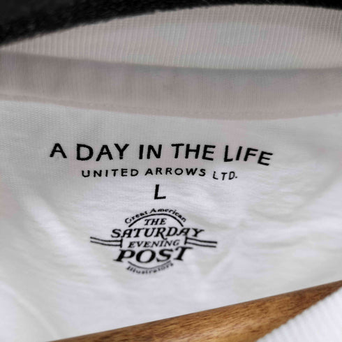アデイインザライフユナイテッドアローズ A day in the life UNITED ARROWS THE SATURDAY EVENING POST プリントT メンズ import:L