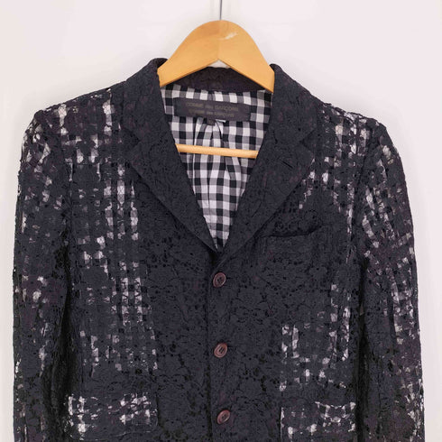 コムデギャルソンコムデギャルソン COMME des GARCONS COMME des GARCONS 12SS 裏地チェック 花柄レース 3B チェスターコート AD2011 レディース JPN:XS