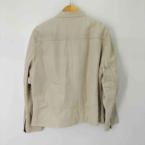 リューグーレザーズ Liugoo Leathers 羊革 パンチングレザー シングルライダース 裏地メッシュ メンズ 3L