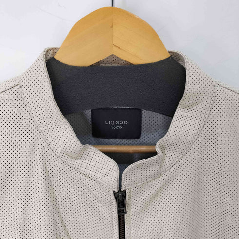 リューグーレザーズ Liugoo Leathers 羊革 パンチングレザー シングルライダース 裏地メッシュ メンズ 3L